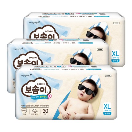 보솜이 라이트핏 썸머 팬티형 기저귀 남아용 특대형(13~18kg), 90매