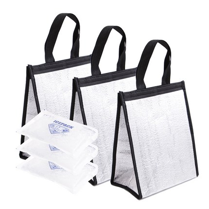 아이엔엠엔피 벨크로 사각보냉가방 3p + 젤아이스팩 3p, 혼합 색상