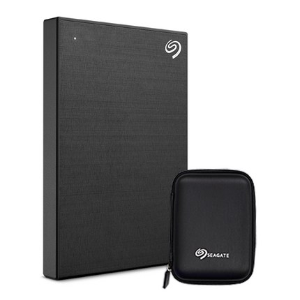 씨게이트 외장하드 Backup plus Slim + Rescue + 파우치, 2TB, Black
