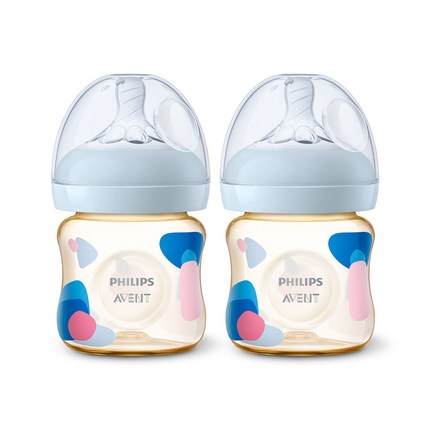 필립스 아벤트 내추럴 PPSU 젖병 125ml SCF581/20, 신생아용 젖꼭지(0M+) 1단계, 엠버골드