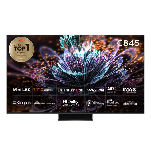 TCL 4K Mini LED 안드로이드11 TV, 215cm(85인치), 85C845, 벽걸이형, 방문설치