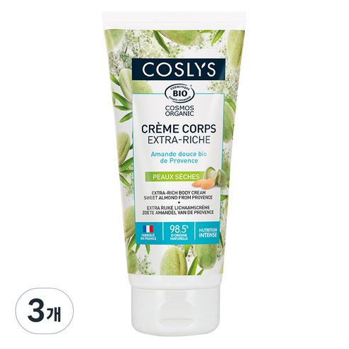 코슬리스 바디크림 스위트 아몬드 바닐라 향, 200ml, 3개
