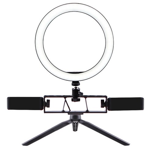 삼각대가있는 Dimmable LED 링 라이트 스탠드 전화 홀더 데스크 USB Selfie ringlight 램프 메이크업 YouTube Tiktok, 하나, 검정