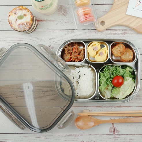 베이직 리빙 스텐 하트 식판도시락 블랙에디션 리뷰 후기