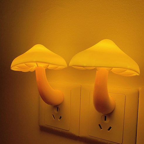 ins귀여운 버섯 램프 플러그인 유형LED침대 옆 야간 조명 제어 유도 침실 수면 밤 빛 분위기 빛, 구름2개