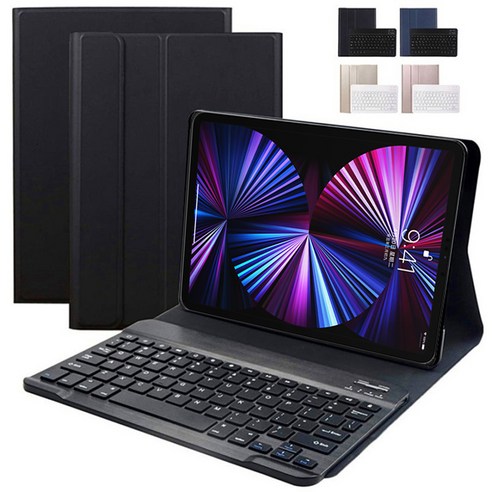 고급 블루투스 키보드 탈부착식 iPad Pro 12.9 11 2021 태블릿 케이스+휴대폰 그립톡, 블랙/Black, iPad Pro 12.9 2021