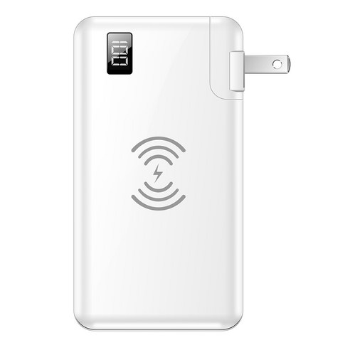 AFBEST 10000 MAh 전원 은행 LED 디스플레이 15W iPhone 용 고속 충전 무선 삼성 외부 배터리 US PLUG, 하얀