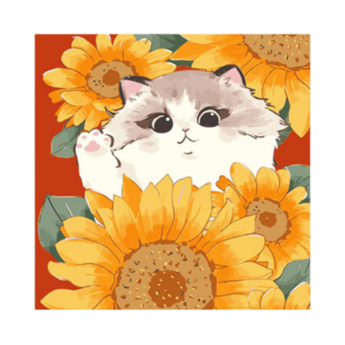제이에치제이 DIY 그림그리기 꽃 튤립 유화 해바리기 고양이 명화 그리기 40 X 50 cm, 40 X 50cm고양이