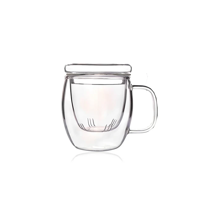 인블룸 T 내열유리 차 거름망 머그컵 500ml + 뚜껑, 1개