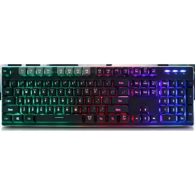 앱코 HACKER 레인보우 LED 게이밍 키보드 + 마우스 세트 KM400, 블랙, 일반형