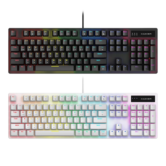 앱코 축교환 레인보우 무빙 LED 기계식 유선 일반형 키보드, 블랙, K560, 적축