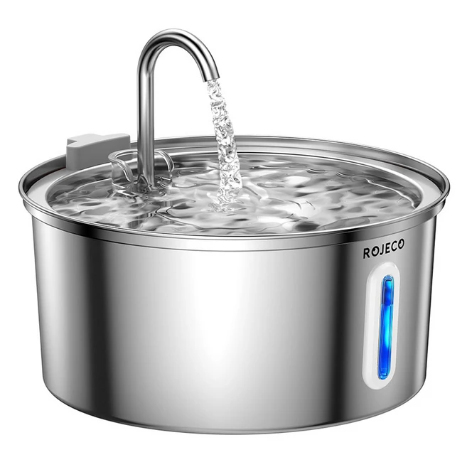 로제코 반려동물 스테인리스 스틸 급수기 3.2L, 실버, 1개, SSPF-A09