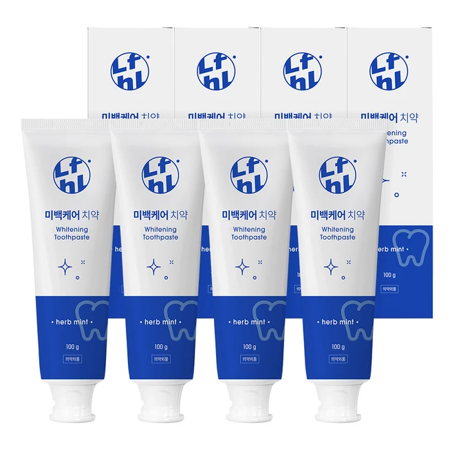 라이프홀릭 미백케어 치약 허브민트향, 100g, 4개