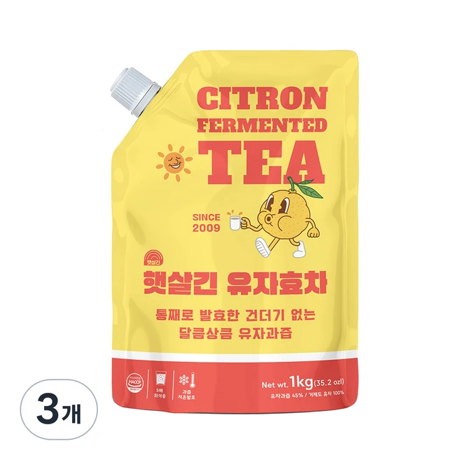햇살긴 유자효차, 1kg, 3개, 1개입