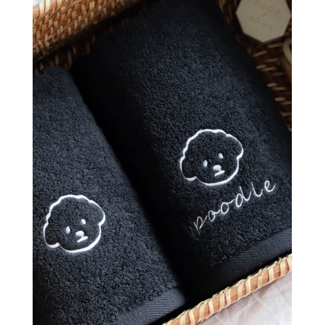 메종드코튼 푸들세면 프리미엄타올 200g x 5p 선물세트 코마 40수, 다크그레이, 1세트