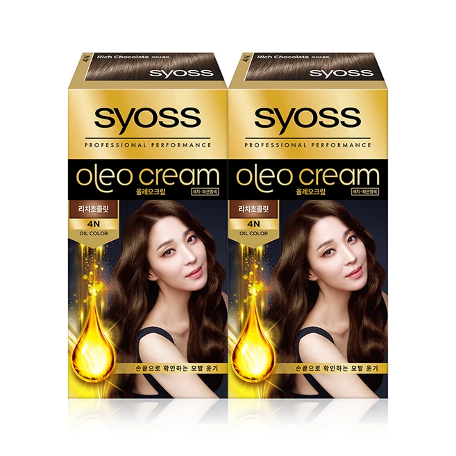 사이오스 올레오 프리미엄 새치커버 염모제, 4N 리치 초콜릿, 2개
