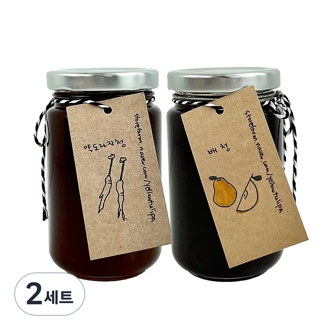 노랑튤립 수제 건강청 선물세트, 약도라지청 250ml + 배청 250ml, 2세트