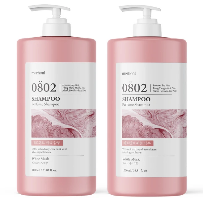 메르헨트 대용량 퍼퓸 샴푸 화이트머스크향, 2개, 1L