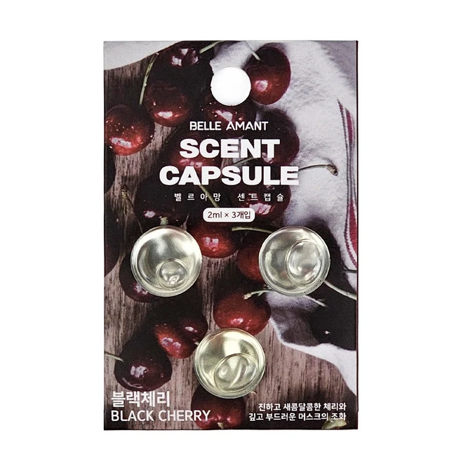 벨르아망 센트캡슐 차량용 미니 방향제 리필 2ml 멤브레인 액체형 블랙체리 3개입