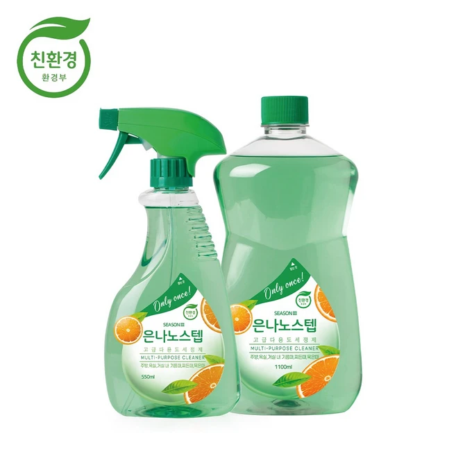 은나노스텝 시즌3 친환경 세정제 본품 550ml 1개 + 리필 1100ml 1개, 1세트, 1.65L