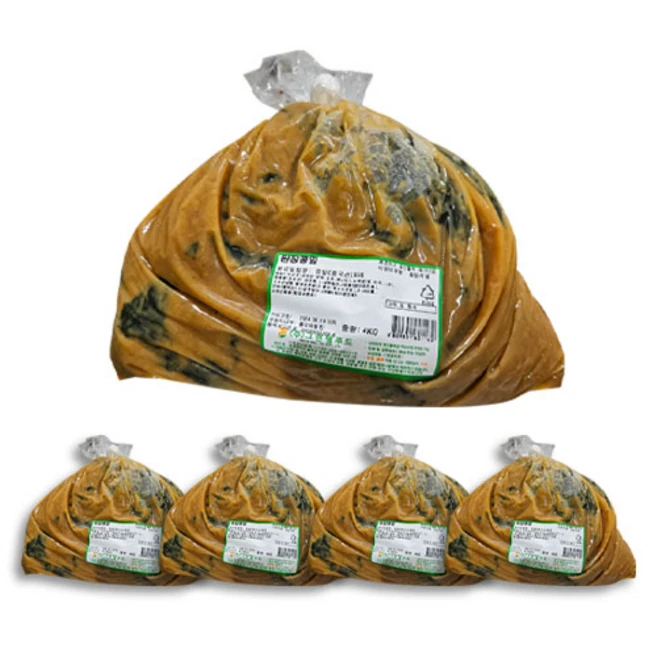 그린웰푸드 웰찬 된장콩잎 4kg 1박스 4개입, 4개