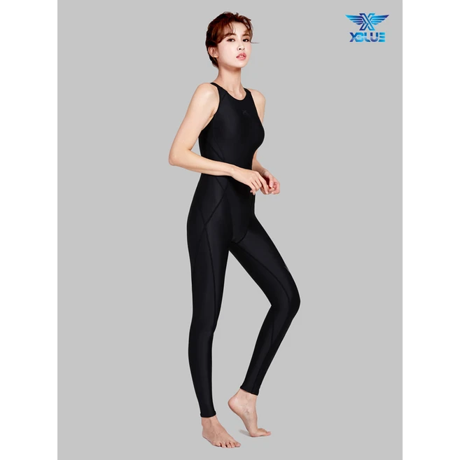 엑스블루 XWX-7002-BKBK 여성 9부 전신 Safety Back 수영복