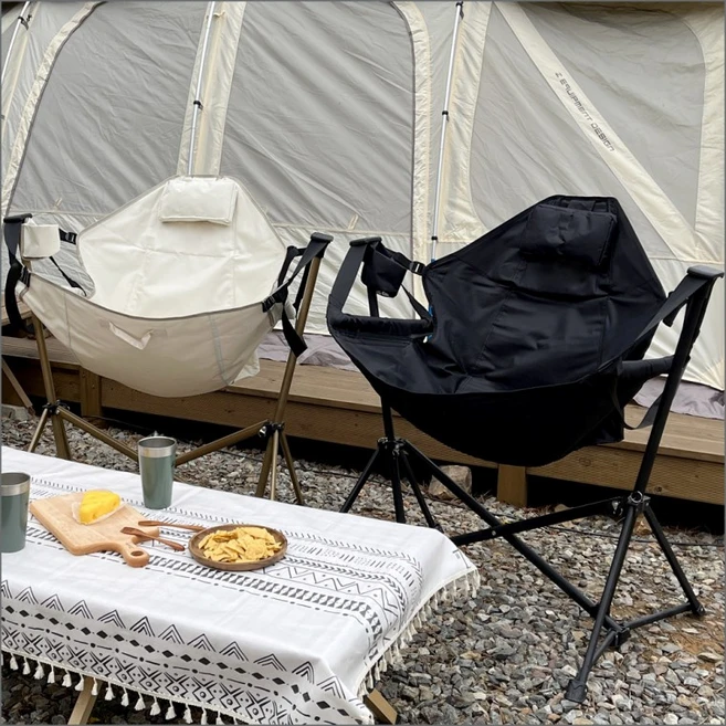 캠핑 휴대용 스윙체어 해먹 릴렉스체어 흔들 의자 그네 접이식 무중력 차박 낚시 피크닉, 캠핑 휴대용 스윙체어_골드베이지, 골드베이지, 1개