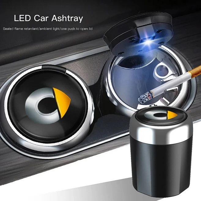 자동차 인테리어 재떨이 LED 라이트 휴대용 연기 거치대 메르세데스 벤츠 AMG 스마트 W204 W205 W203 W211 W212 W213 W201 W210, 1)BlackBFor Benz, 1개