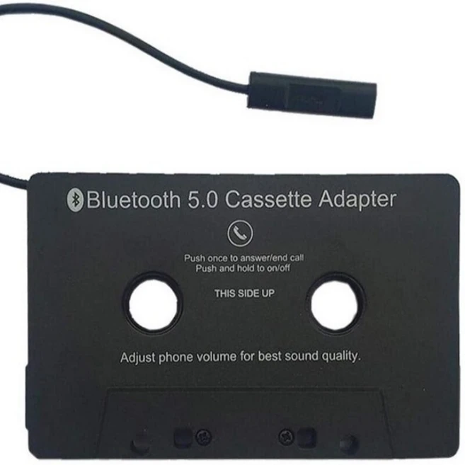 카세트플레이어 휴대용 카세트 테이프 플레이 어블루투스 변환기 빈티지 자동차 mp3 스테레오 블루투스 오디오 어댑터 핸즈프리 전화 번호부, 검은색
