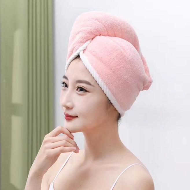 (1+1+1 )150g/개 이중 레이어 두가지 컬러옵션 극세사 헤어드라이타올, 핑크+블루+그린, 3개