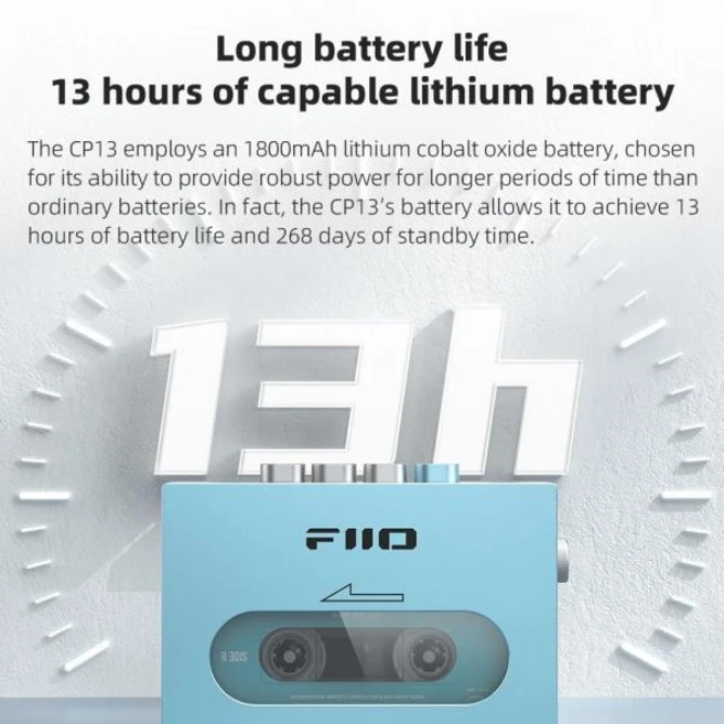 FiiO 휴대용 스테레오 카세트 음악 플레이어 듀얼 모드 4.2V 전원 공급 장치 Pk Mp3 1800mAh 13 시간 배, 02 Silver, 1개
