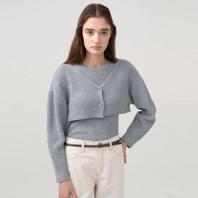 온앤온 [온앤온] 홀터넥 슬리브리스 크롭 가디건 세트 NES4SD252