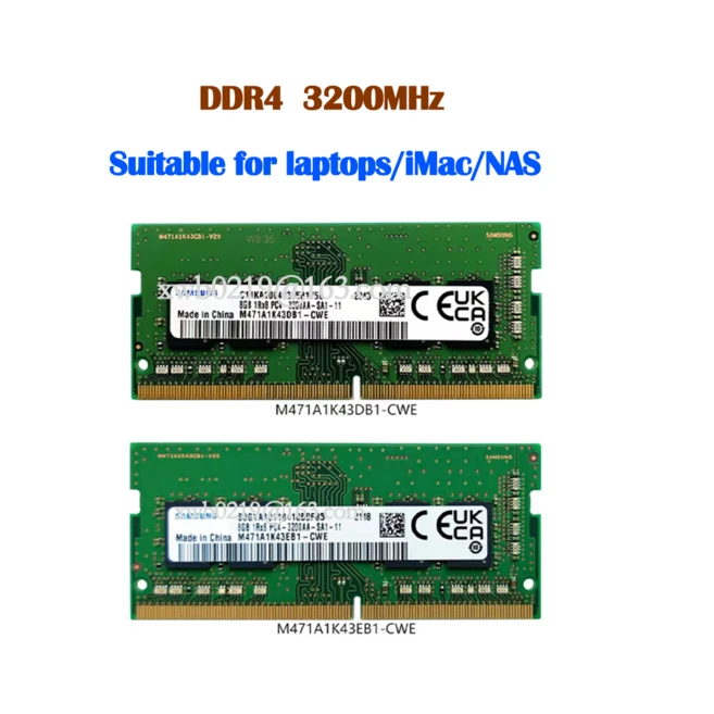 DDR4 8G 3200MHz 1RX8 PC4-3200AA 노트 북 메모리 M471A1K43DB1-CWE M471A1K43EB1-CWE