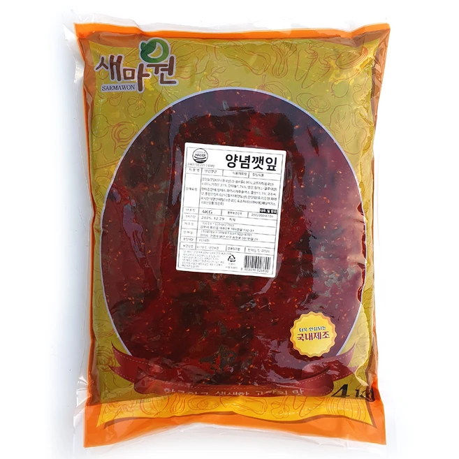 새마원 HACCP 양념깻잎 깻잎김치, 1개, 4kg