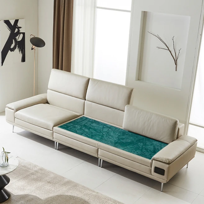 HD 디바노럭스4인 천연소가죽 온열소파 청옥 온열 (라이트그레이), 상세페이지참조