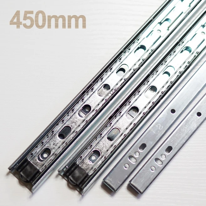 3단볼레일 250/300/350/400/450mm용 서랍용 가구용레일 DIY, 3단볼레일(35) 450mm(좌우포함된4p)