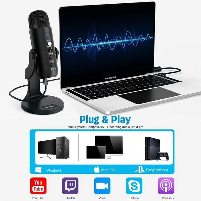 Asmr마이크 아이돌 스탠드 asmr 보컬 강의 유선 노래 마이크 ZealSound-USB 콘덴서 컴퓨터 PC 마이크 플러, 02 pink