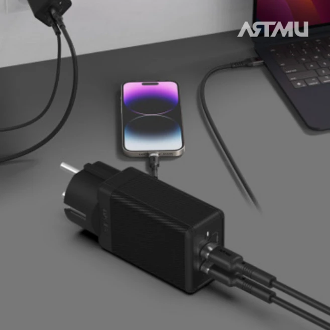 아트뮤 USB PD 65W PPS GaN 접지 듀얼 초고속 충전기 GC820, 화이트, 1개