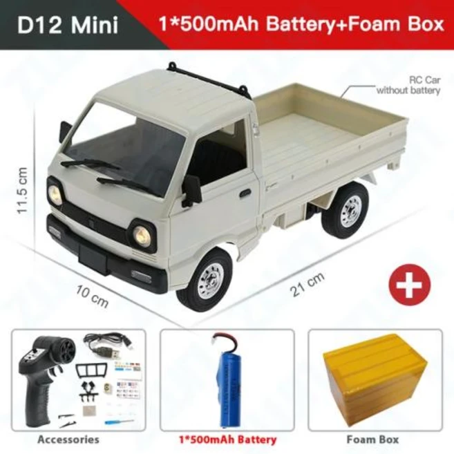 WPL D12 1:10 / 1:16 RC CAR Simulation Drift Climbing Truck LED Light Haul Cargo Remote Control Elect, 1) D12 Mini 1Battery, 1개