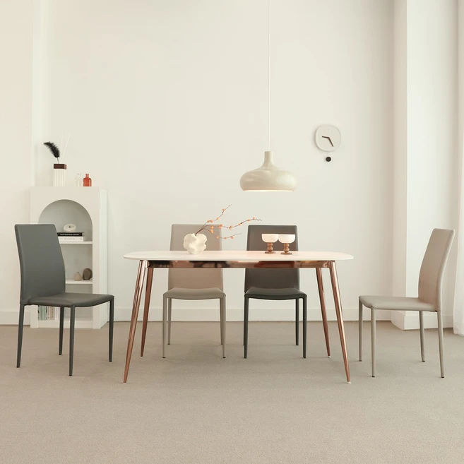 티엔느 디자인 포세린 세라믹 식탁세트 (1400 1600 테이블) 모디카 4인용+비체 의자4p, (2in1 양면) 1600 타원, 비체(그레이 4p)