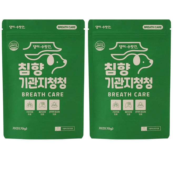 댕이수랏간 강아지 기관지영양제 침향 기관지청청, 70정, 호흡기/기관지, 2개
