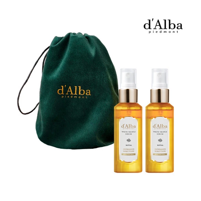 [달바(화장품)] 화이트트러플 로얄 세럼 60ml 2병 + 그린 벨벳 파우치, 2개