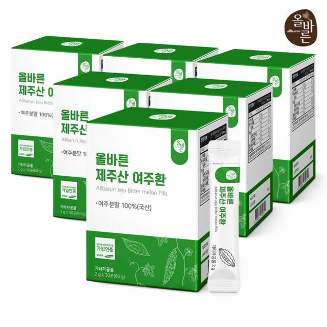 올바른 제주산 여주환 6박스 총6개월분 180포, 6개, 2g