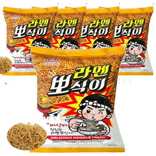 라면 라멘 과자 스낵 뽀식이 바삭한 아이들 간식, 100g, 5개