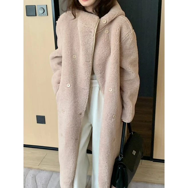 양털 후드 무스탕 뽀글이 롱 코트