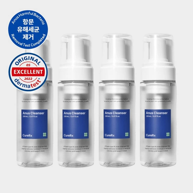 큐어알엑스 아누스 클렌저 항문전용워셔 항문청결제 항문세정제 150ml, 4개