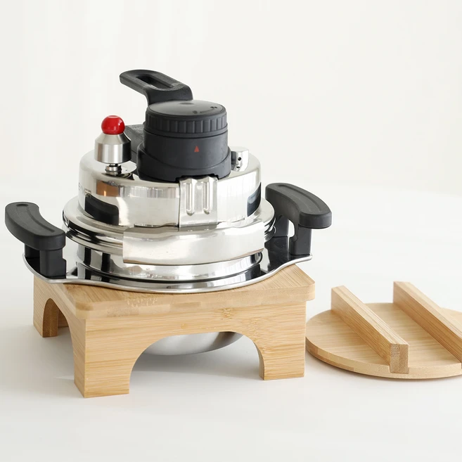 [헤이메르] 통3중 누룽지 압력솥 1.2L 단품+나무받침대, 압력솥 1.2L 단품, 1개