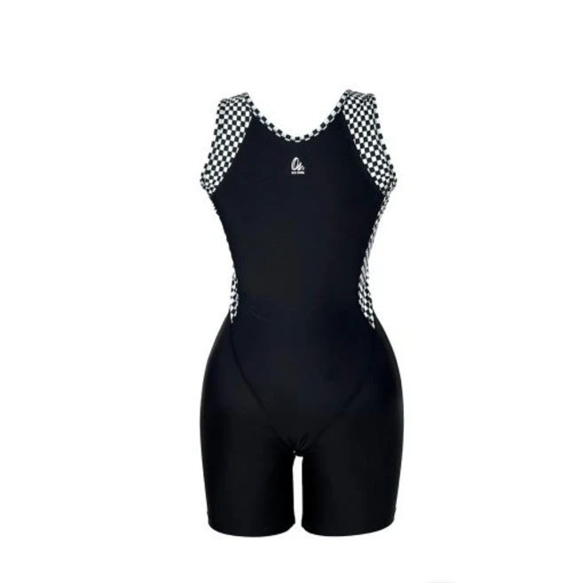 GCS 체크 3부 반신 U백 여자 수영복