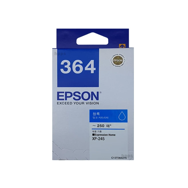 엡손 EPSON 정품잉크 T364 Expression Home XP245, 1개, 정품_T364270 파랑