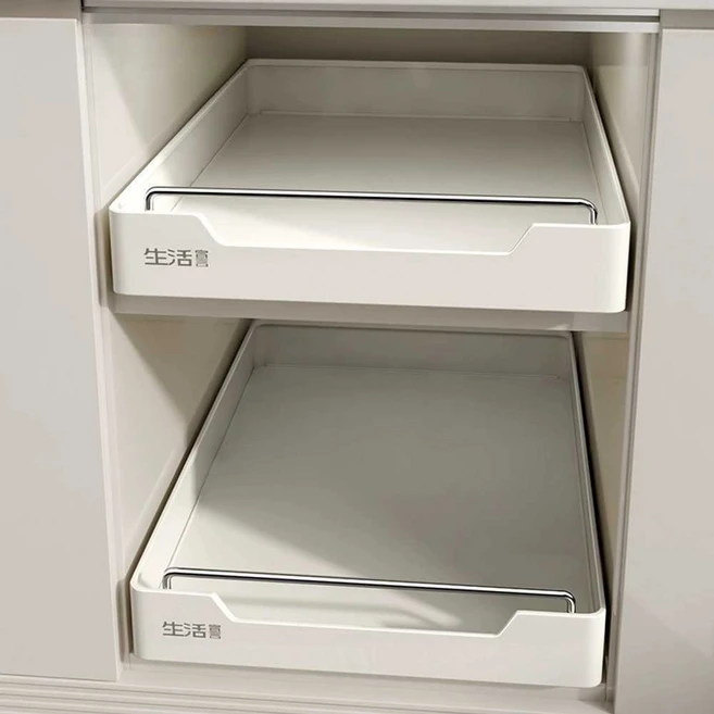 주방선반 양념 보관함 수납 선반 싱크대 정리함 슬라이딩 레일 정리대, 1개, 폭30cm(깊이53)서랍수납함
